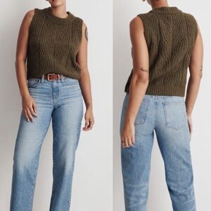 Madewell Pointelle Knowe Sweater Vest Knit Green Medium M